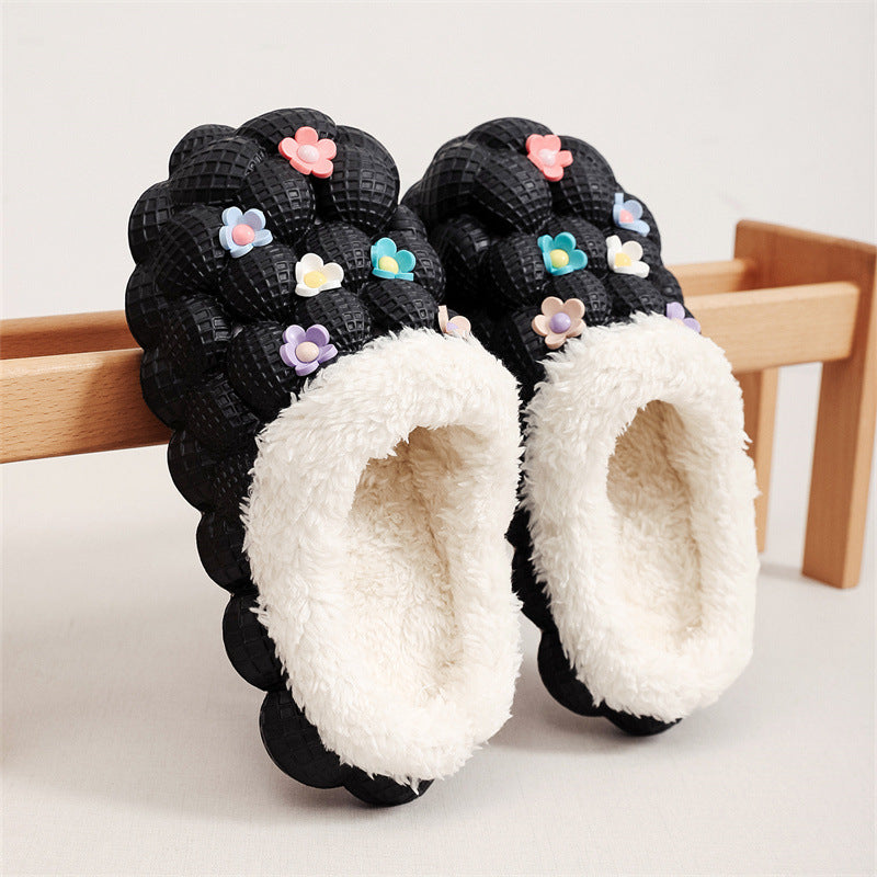 Non-slip Cotton Slippers Couple's Bag Heel Lychee Cotton Shoes