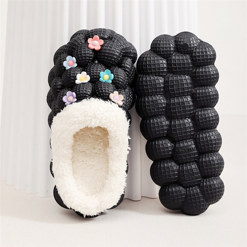 Non-slip Cotton Slippers Couple's Bag Heel Lychee Cotton Shoes