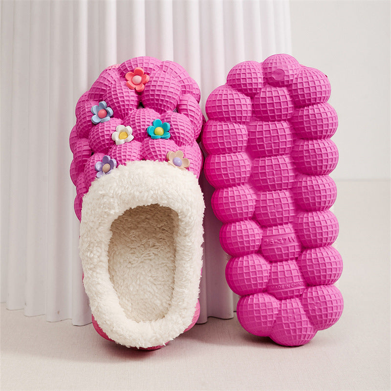 Non-slip Cotton Slippers Couple's Bag Heel Lychee Cotton Shoes