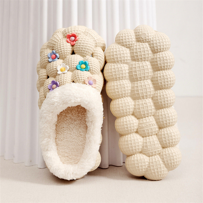 Non-slip Cotton Slippers Couple's Bag Heel Lychee Cotton Shoes