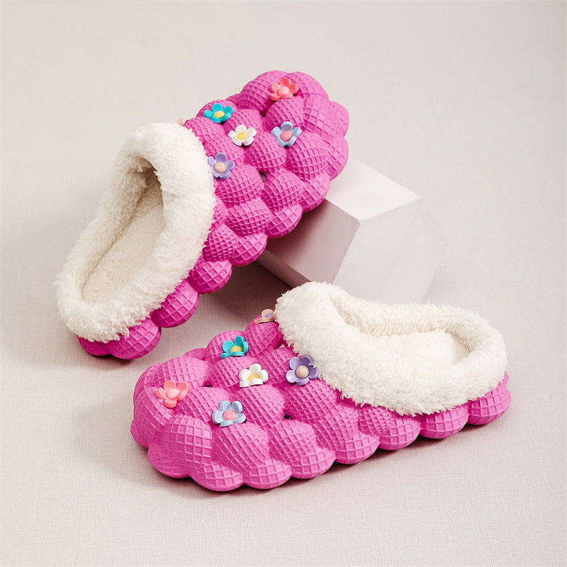 Non-slip Cotton Slippers Couple's Bag Heel Lychee Cotton Shoes